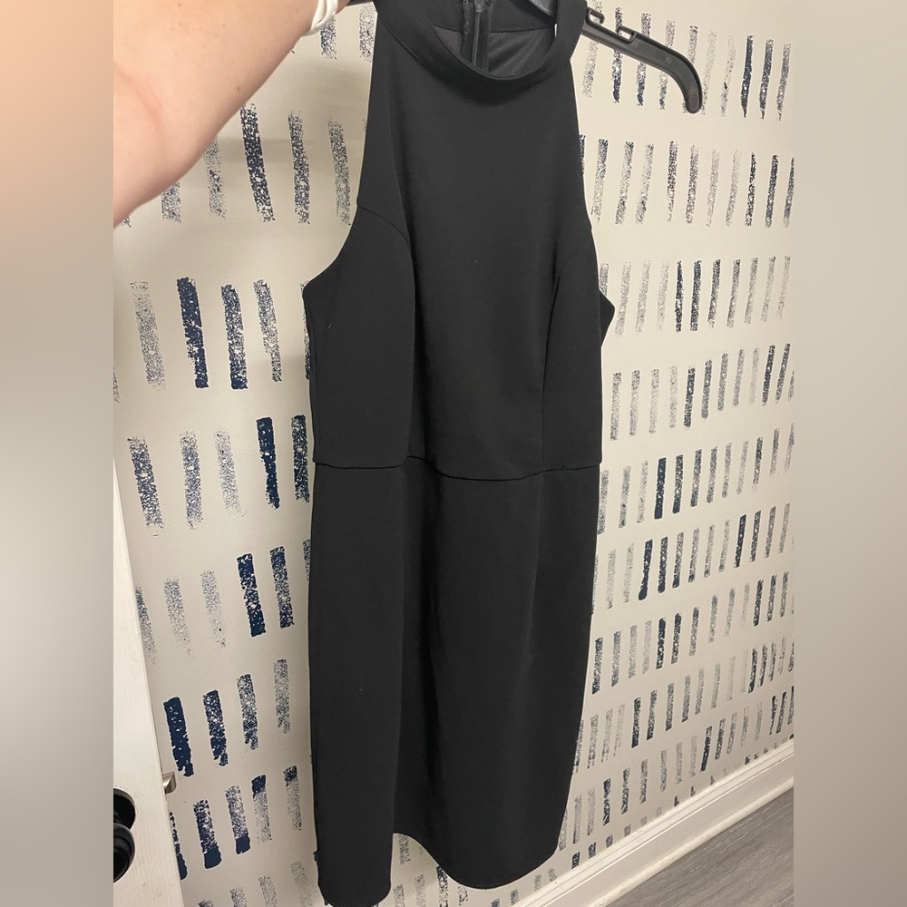 Black fitted high neck dress